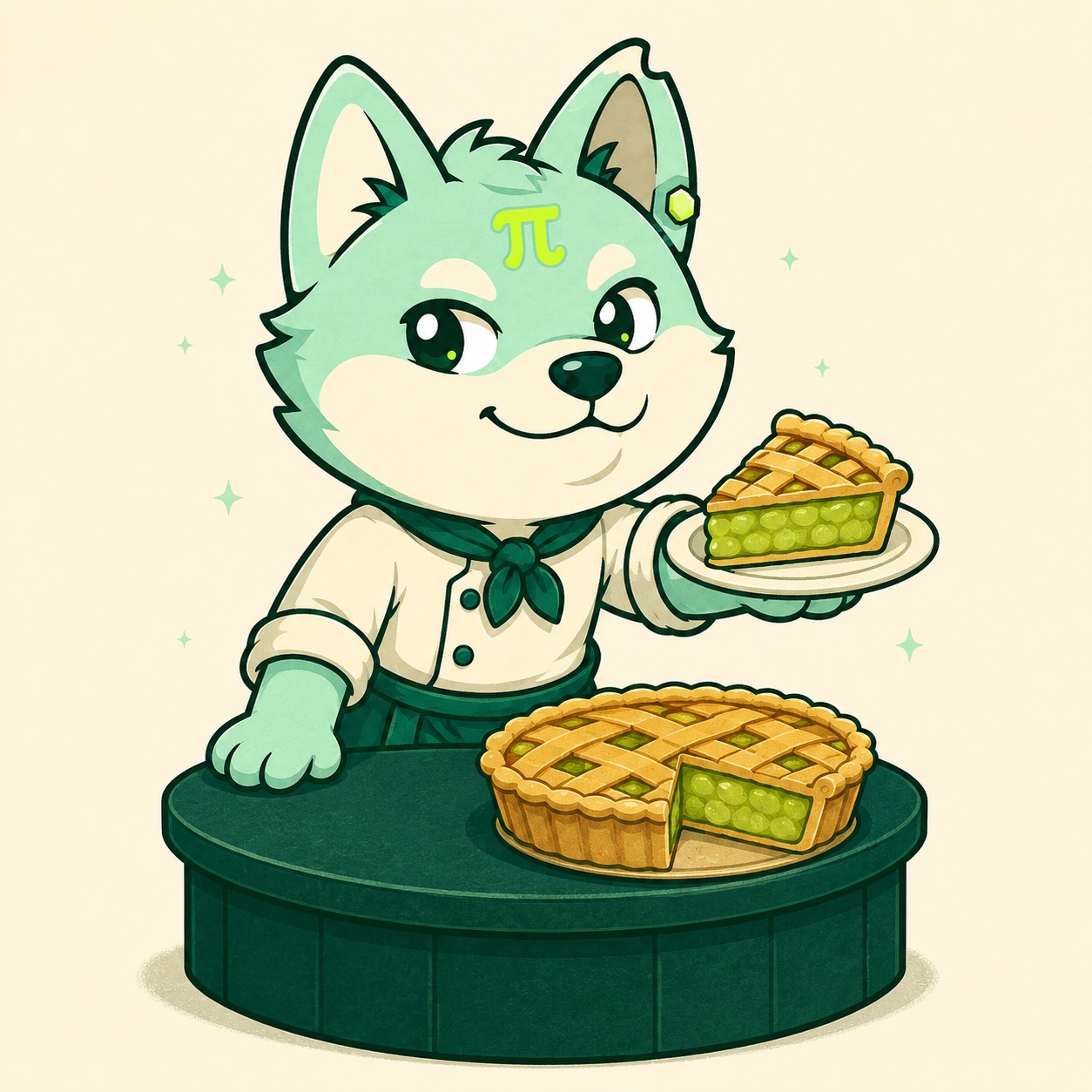 PIE serves a quarter slice beside the remaining three quarters of a golden pie